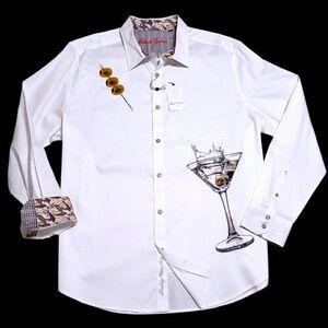 NEW Robert Graham Embroidered Cocktail $258 White 3XL Long Sleeve Classic Shirt